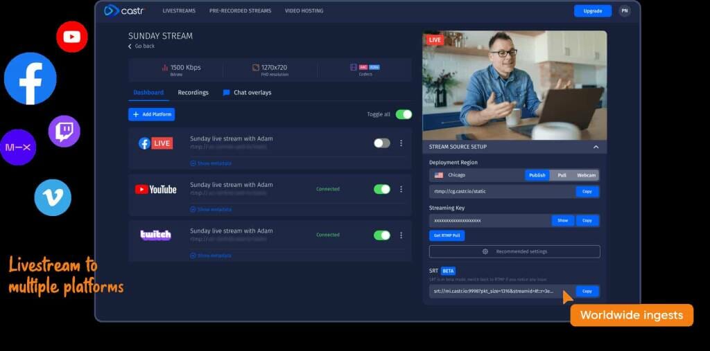 castr multistream software
