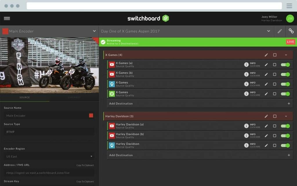 Switchboard streaming platform