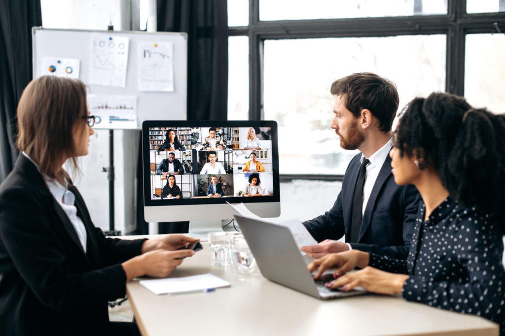 team collaborating via video