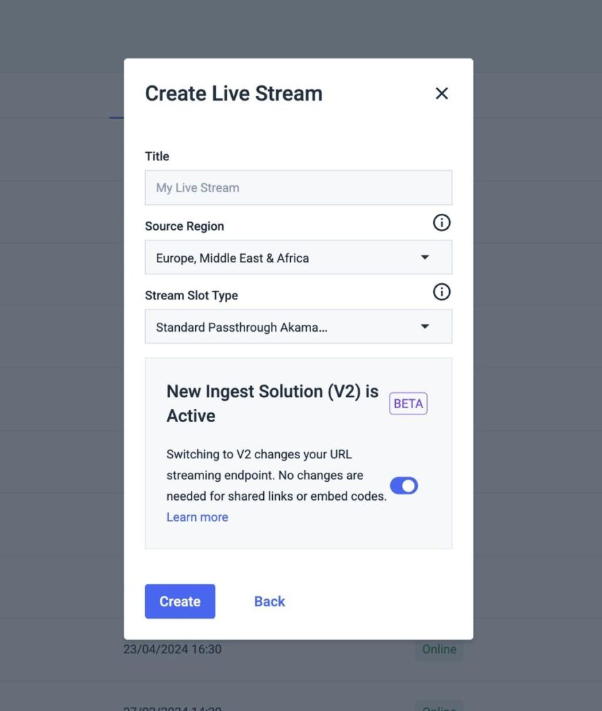 Create a New Stream