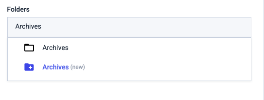 Dropdown displaying matching folders while typing