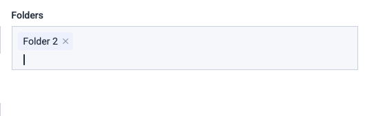 Selected folder displayed with an X icon